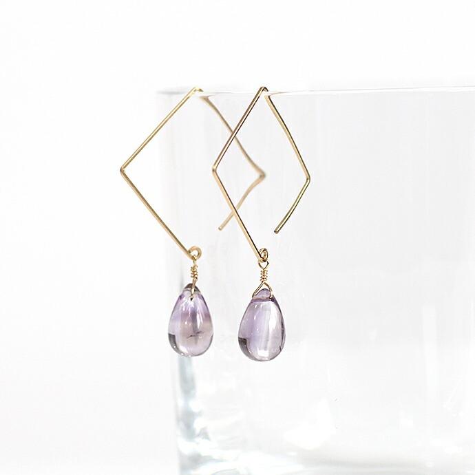 su（スウ） / ceasqon05 スクエアフック ヒトツブピアス - アメジスト レディース ギフト プレゼント アクセサリー ジュエリー 20代 30代 40代 … | 