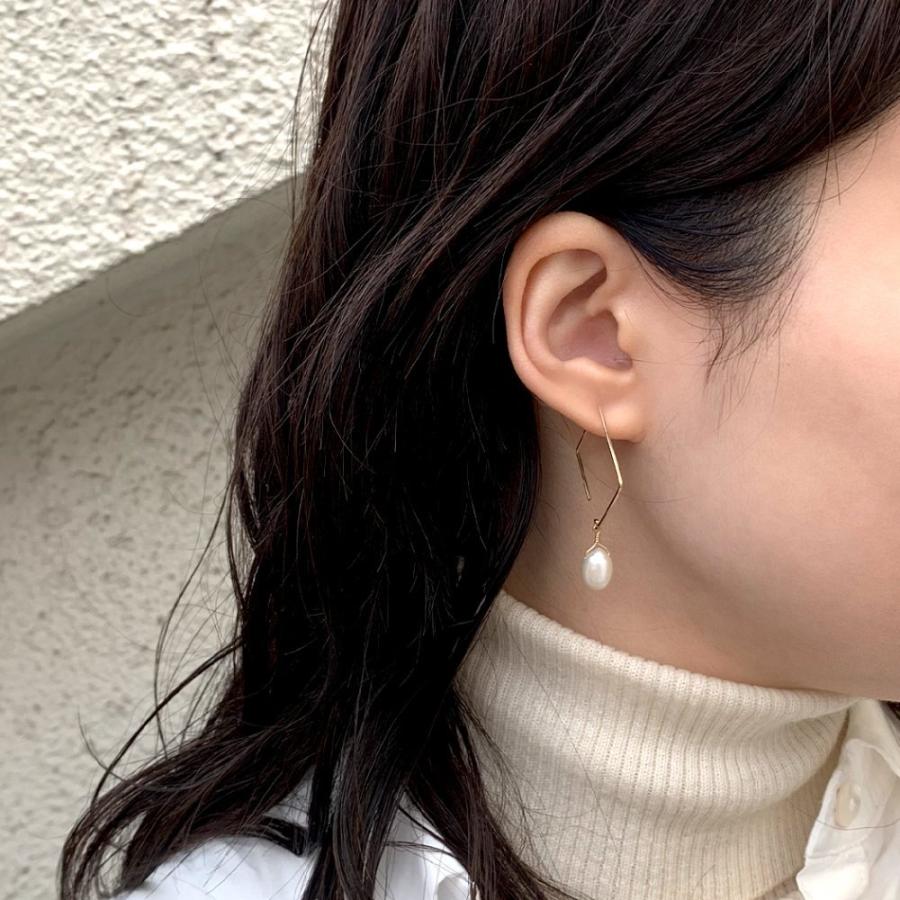 su（スウ） / ceasqon06 スクエアフック ヒトツブピアス - 淡水パール レディース ギフト プレゼント アクセサリー ジュエリー 20代 30代 40代 … | 