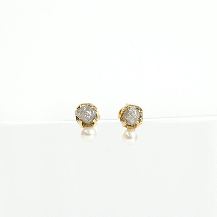 sinc（シンク） / k18 原石ダイヤモンド ピアス - グレー (パール付き) レディース プレゼント ギフト 贈り物 アクセサリー ジュエリー 20代 30代 40代 50代 6… |  | 03