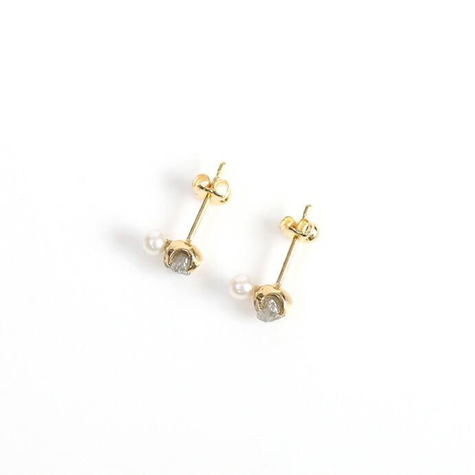 sinc（シンク） / k18 原石ダイヤモンド ピアス - グレー (パール付き) レディース プレゼント ギフト 贈り物 アクセサリー ジュエリー 20代 30代 40代 50代 6… |  | 04
