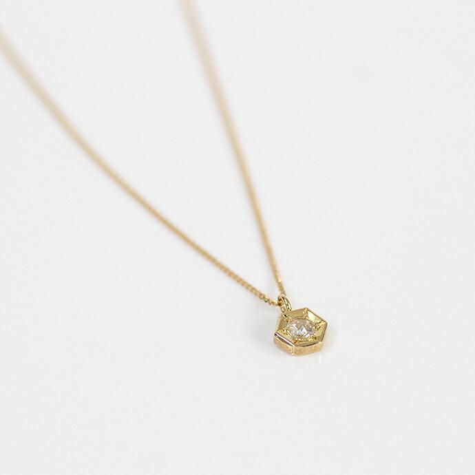 【廃番商品】hirondelle et pepin（イロンデールエペパン） / k18 hn-19ss-524 彫り留め ローズカットダイヤ ネックレス 六角形 | hirondelle