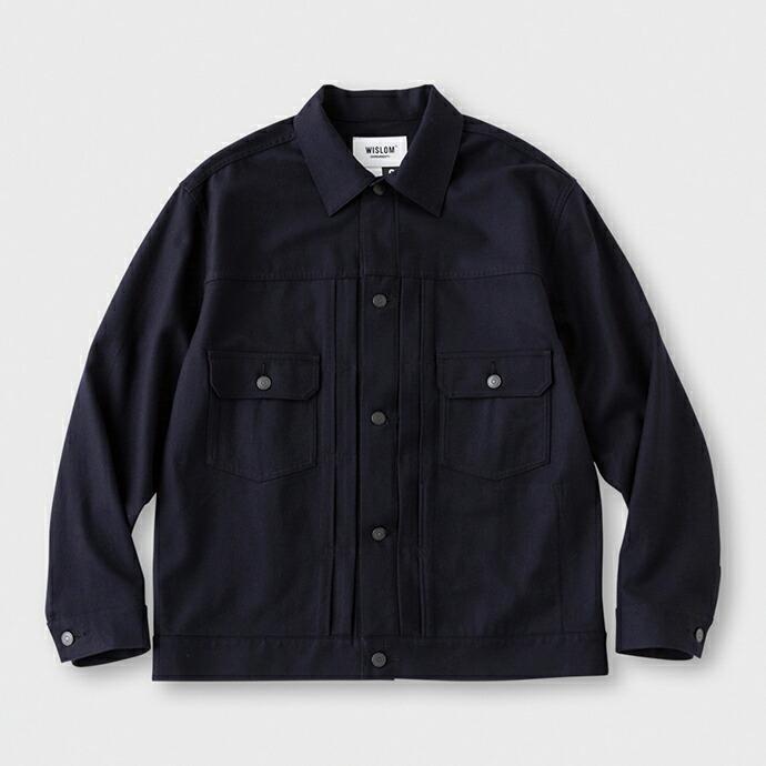 WISLOM / MILLS デニムジャケット型ウールブルゾン - FLAN ネイビー 18-10210M【送料無料】   買い回り 買い周り 買いまわり ポイント消化 | WISLOM