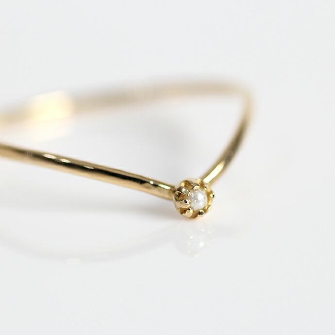 イロンデール エペパン hirondelle et pepin / k18 hr-19fw-549 8つ爪ミニパール Vリング レディース 指輪 ギフト プレゼント 記念日 アクセサ… | hirondelle | 01