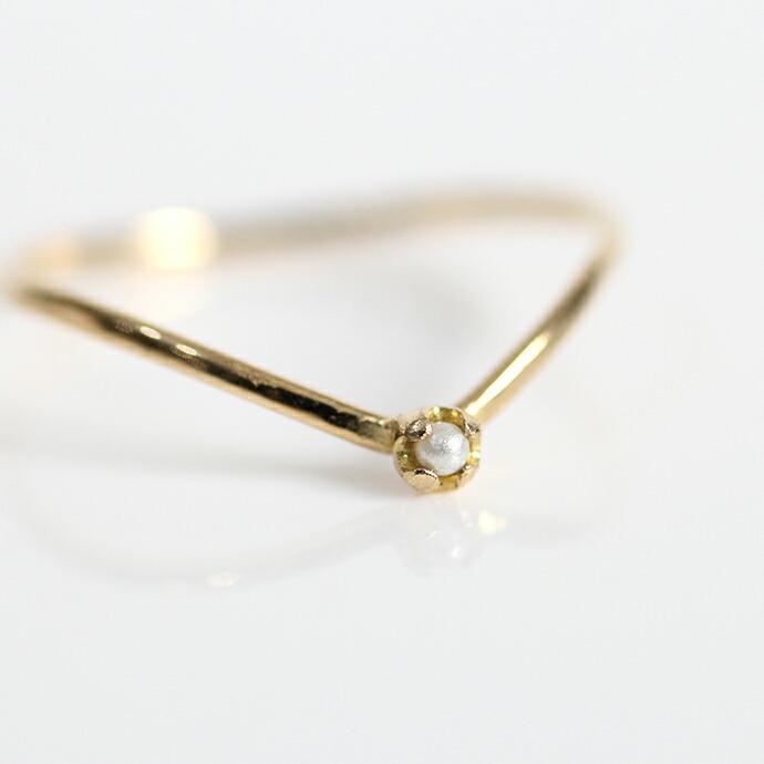 イロンデール エペパン hirondelle et pepin / k18 hr-19fw-551 4つ爪ミニパール Vリング レディース 指輪 ギフト プレゼント 記念日 アクセサ… | hirondelle