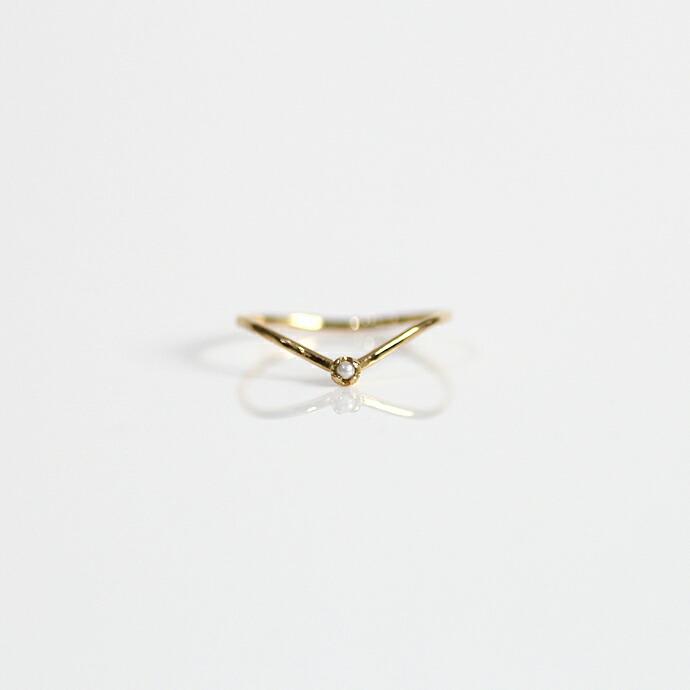 イロンデール エペパン hirondelle et pepin / k18 hr-19fw-551 4つ爪ミニパール Vリング レディース 指輪 ギフト プレゼント 記念日 アクセサ… | hirondelle | 03