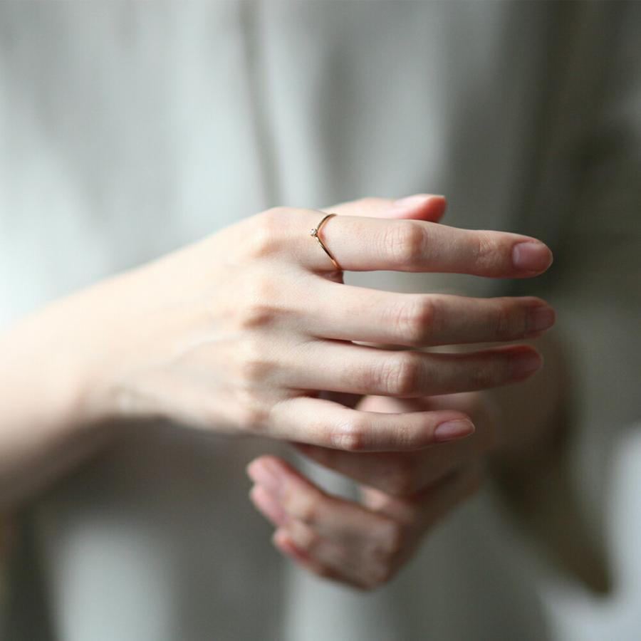 イロンデール エペパン hirondelle et pepin / k18 hr-19fw-551 4つ爪ミニパール Vリング レディース 指輪 ギフト プレゼント 記念日 アクセサ… | hirondelle | 08