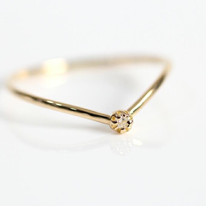 イロンデール エペパン hirondelle et pepin / k18 hr-19fw-549 8つ爪ミニダイヤ Vリング レディース 指輪 ギフト プレゼント 記念日 アクセサ… | hirondelle