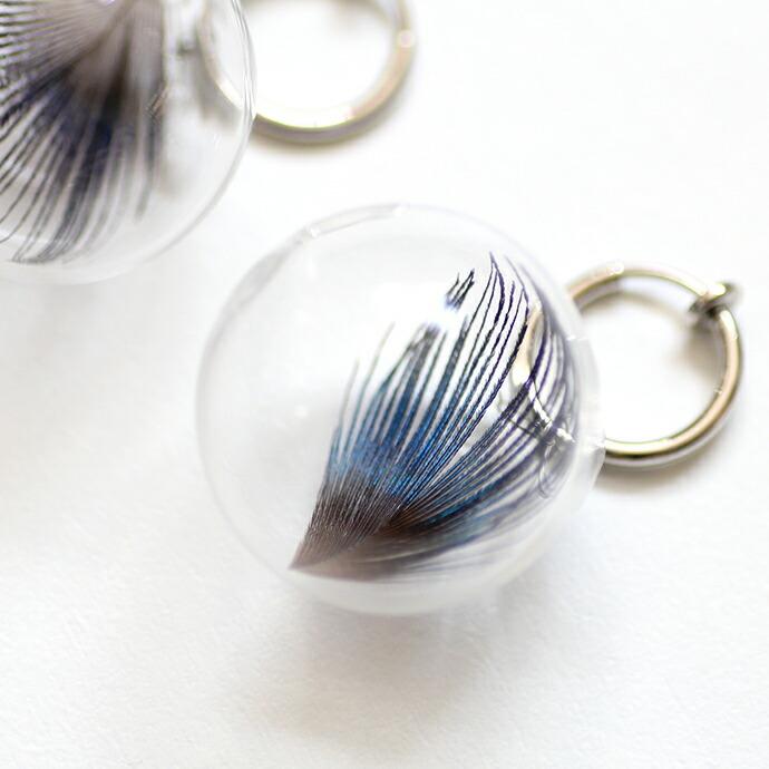 【廃番商品】moca.arpeggio（モカ アルペジオ） / GFP-9 Feather フェザー グラスボール イヤリング - ブルー レディース ノンホール ギフト プレゼント 贈… | ブルー（ファッション） | 01