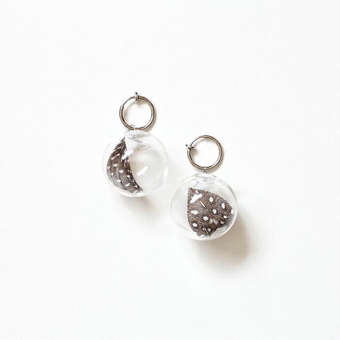 【廃番商品】moca.arpeggio（モカ アルペジオ） / GFP-10 Feather フェザー グラスボール イヤリング - ブラウン レディース ノンホール ギフト プレゼント … | フェザー | 01