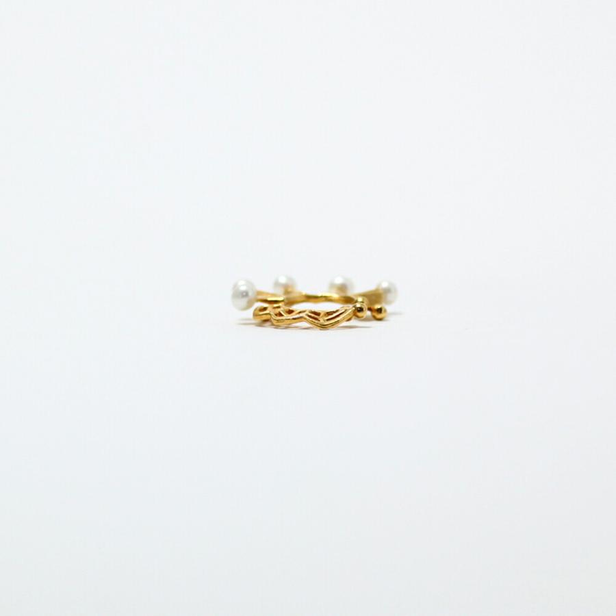 yum. （ヤム） / k18 ゴールド Wフリル ミニ イヤーカフ パール付き / Ec-09a-18c |  | 05