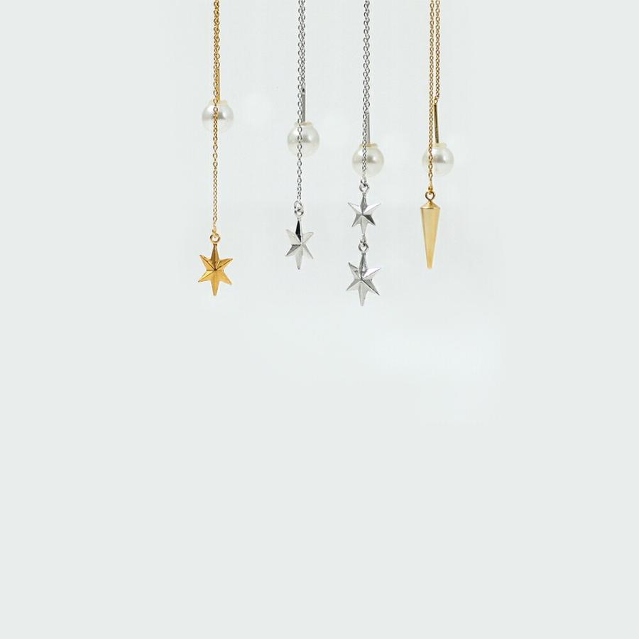 yum. （ヤム） / silver シルバー スター キラキラ チェーン ピアス 1 (両耳タイプ) / P-04c-Ag925 | チェーン | 01