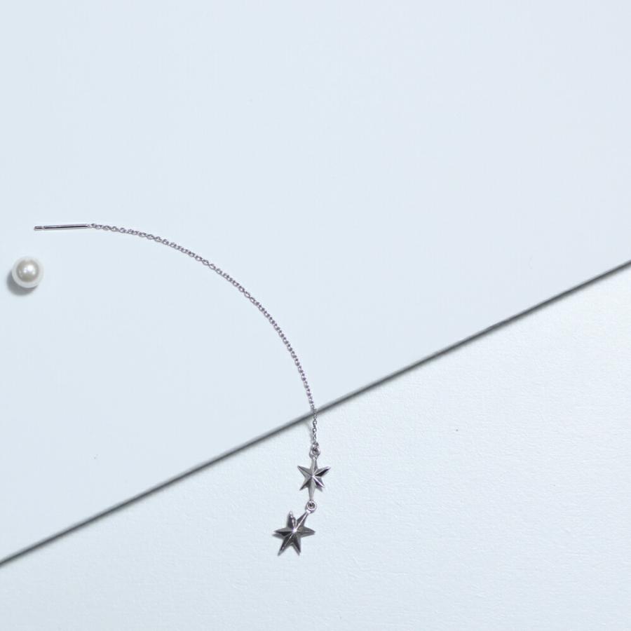 yum. （ヤム） / silver シルバー スター キラキラ チェーン ピアス 2 (両耳タイプ) / P-04b-Ag925 | チェーン | 04