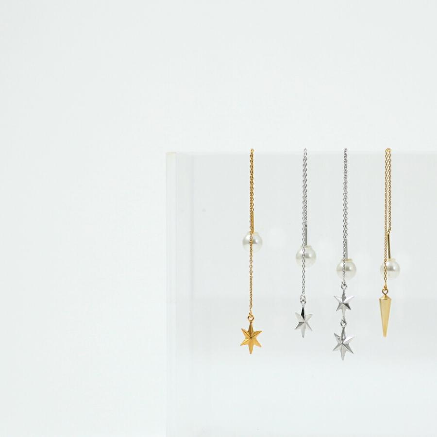 yum. （ヤム） / silver シルバー スター キラキラ チェーン ピアス 2 (両耳タイプ) / P-04b-Ag925 | チェーン | 09