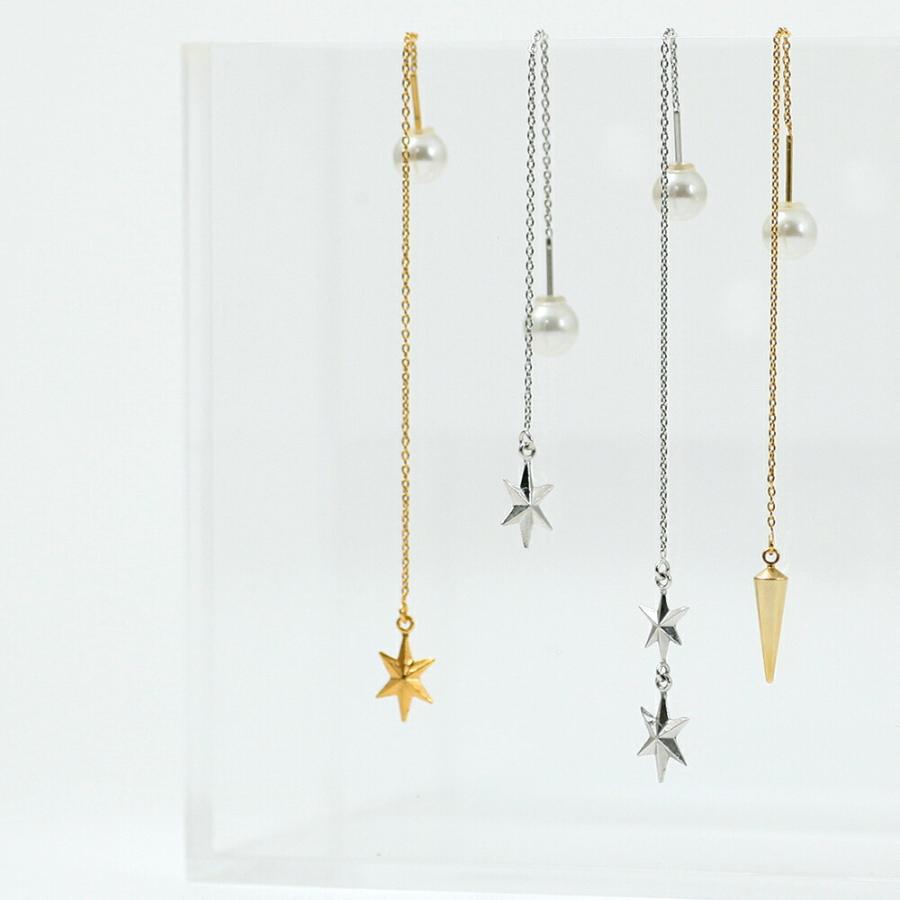 yum. （ヤム） / k18 ゴールド スター キラキラ チェーン ピアス 1 (両耳タイプ) / P-05c-18c | チェーン | 01