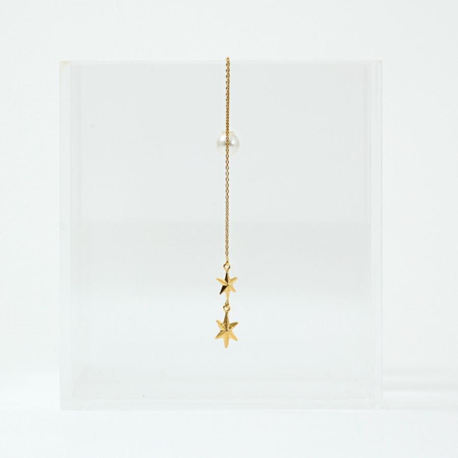 yum. （ヤム） / k18 ゴールド スター キラキラ チェーン ピアス 2 (両耳タイプ) / P-05b-18c | チェーン | 02