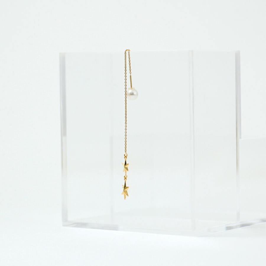 yum. （ヤム） / k18 ゴールド スター キラキラ チェーン ピアス 2 (両耳タイプ) / P-05b-18c | チェーン | 03