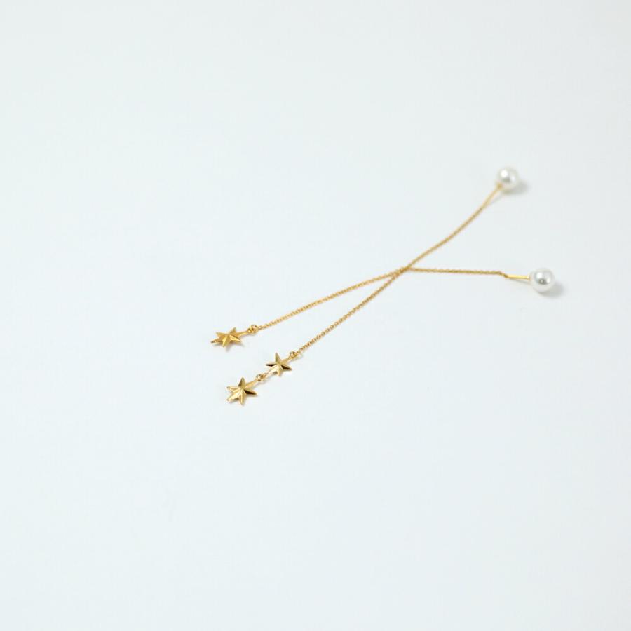 yum. （ヤム） / k18 ゴールド スター キラキラ チェーン ピアス 2 (両耳タイプ) / P-05b-18c | チェーン | 07