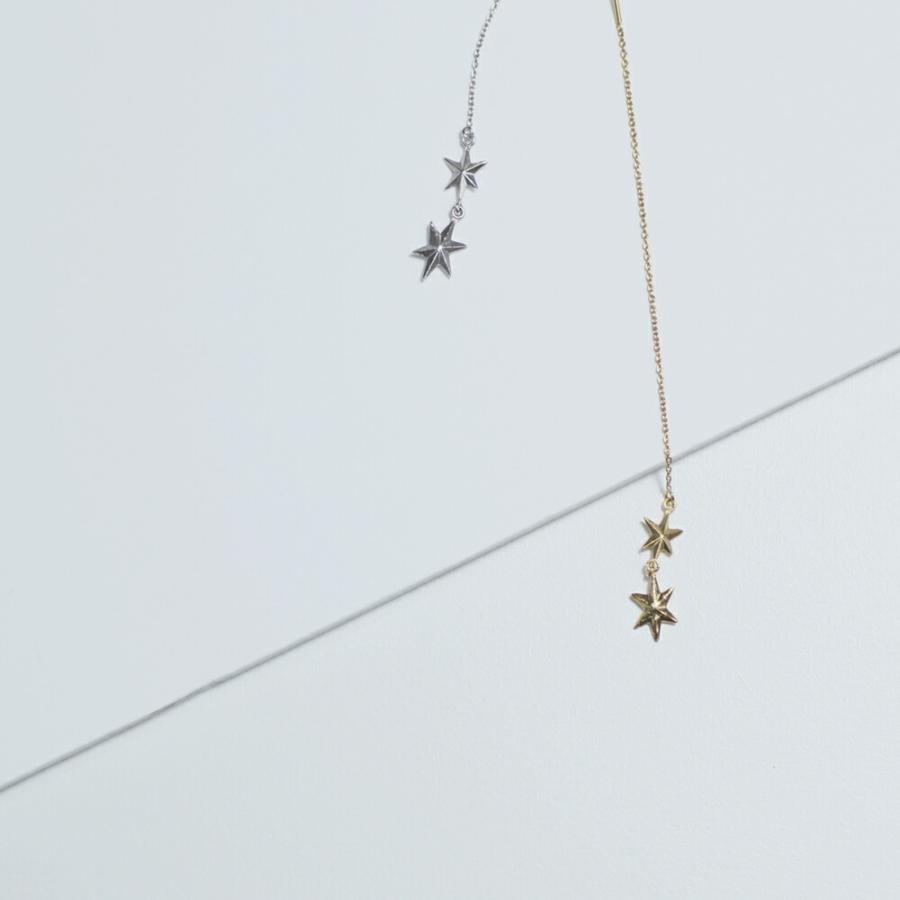 yum. （ヤム） / k18 ゴールド スター キラキラ チェーン ピアス 2 (両耳タイプ) / P-05b-18c | チェーン | 08