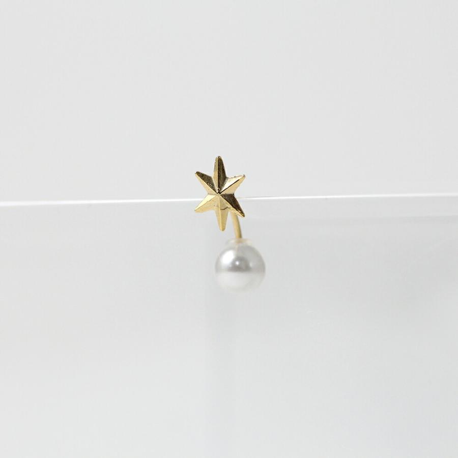 yum. （ヤム） / k18 ゴールド スター キラキラ パールキャッチ ピアス L (両耳タイプ) / P-10a-18c | 