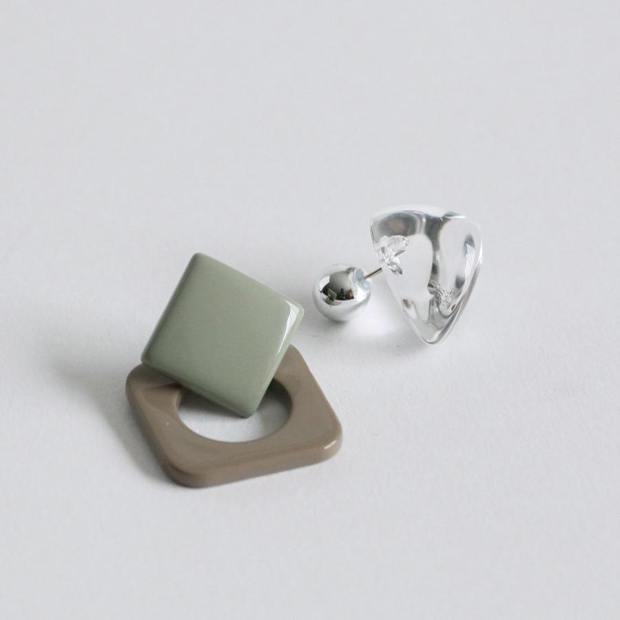 sinc シンク 2way スクエアピアス スモーキーグリーン × ベージュ (片耳タイプ)  sinc_pc_001 レディース シンプル 大人 上品 綺麗 ギフト アクセサリー お祝… |  | 10