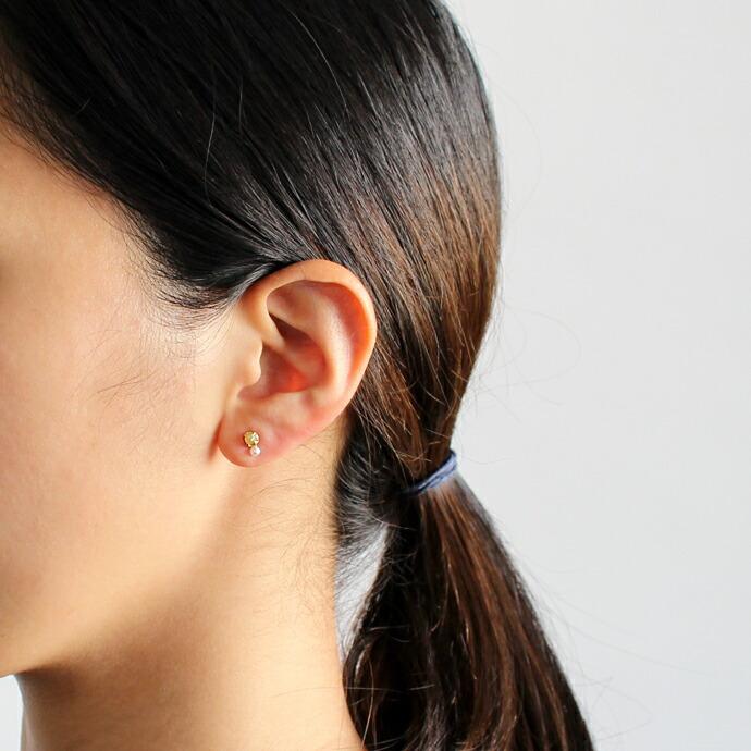 sinc（シンク） / k18 原石ダイヤモンド ピアス - イエロー (パール付き) レディース シンプル 大人 上品 綺麗 プレゼント ギフト 贈り物 アクセサリー ジュエ… |  | 02