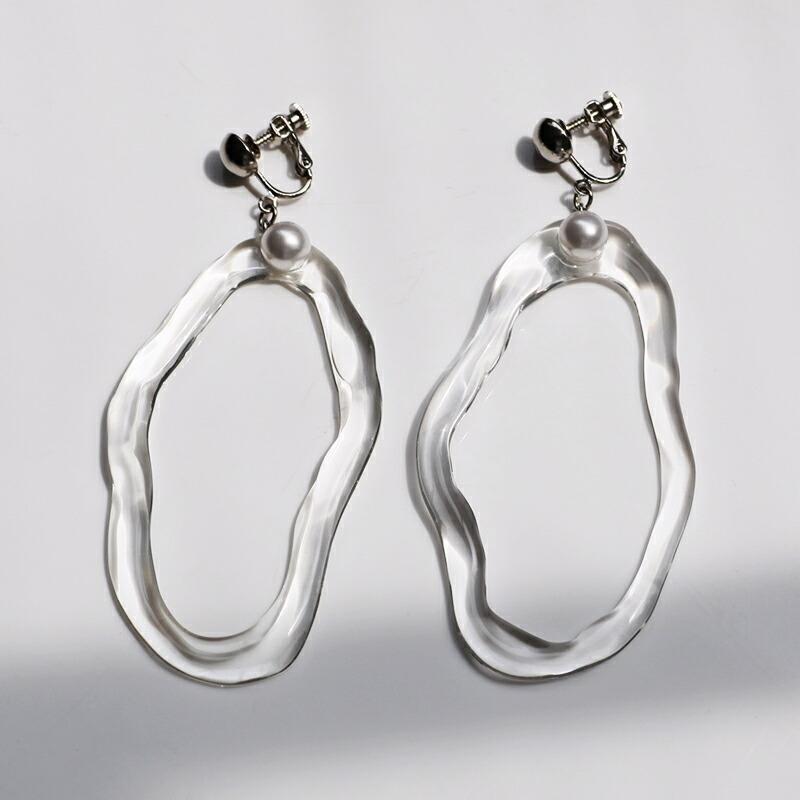 Iria Ashimine（イリア アシミネ） / PEARL DROP' transparent イヤリング 2 - CLEAR レディース ノンホール ギフト プレゼント 記念日 アクセサリー ジ… | Pearl