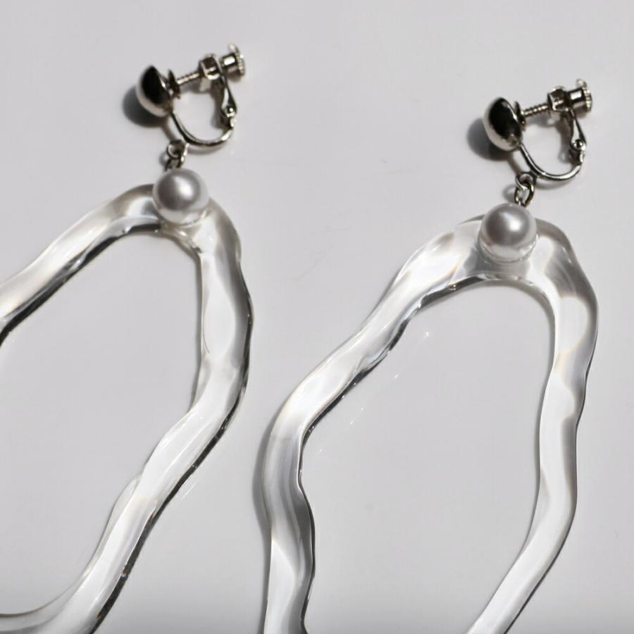 Iria Ashimine（イリア アシミネ） / PEARL DROP' transparent イヤリング 2 - CLEAR レディース ノンホール ギフト プレゼント 記念日 アクセサリー ジ… | Pearl | 01
