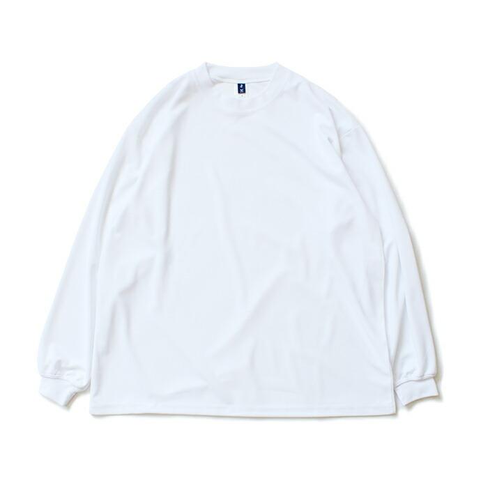 SMOKE T ONE / Dry Pique Mock Neck L/S ドライ鹿の子モックネック長袖Tシャツ - White | ONE | 01