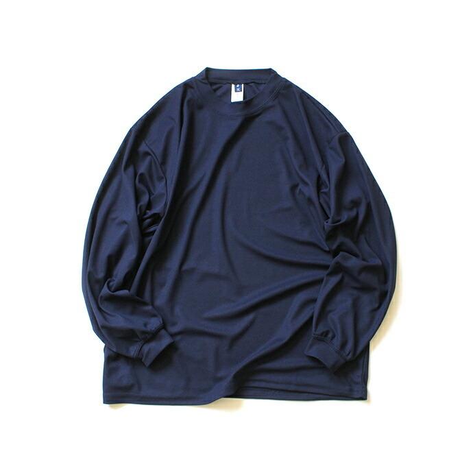 SMOKE T ONE / Dry Pique Mock Neck L/S ドライ鹿の子モックネック長袖Tシャツ - Navy | NAVY（ファッション）