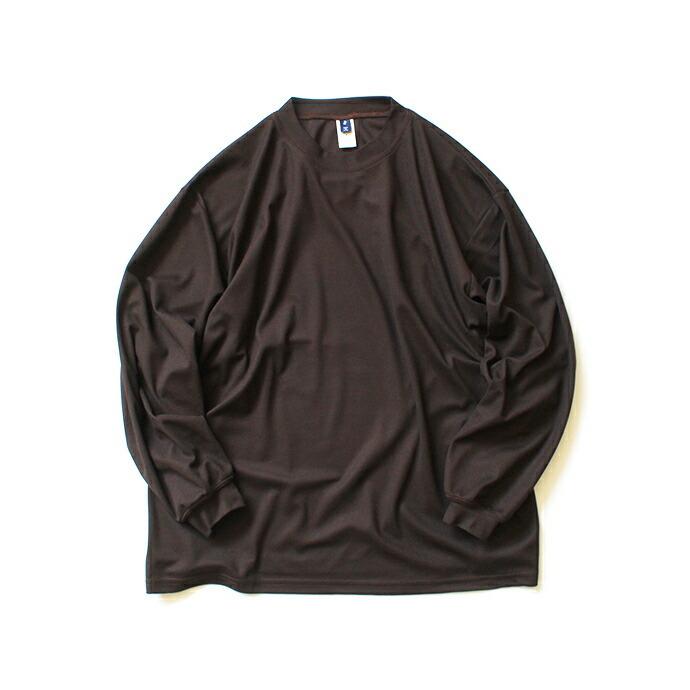 SMOKE T ONE / Dry Pique Mock Neck L/S ドライ鹿の子モックネック長袖Tシャツ - Brown | ONE