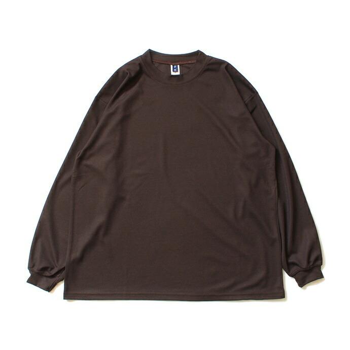 SMOKE T ONE / Dry Pique Mock Neck L/S ドライ鹿の子モックネック長袖Tシャツ - Brown | ONE | 01