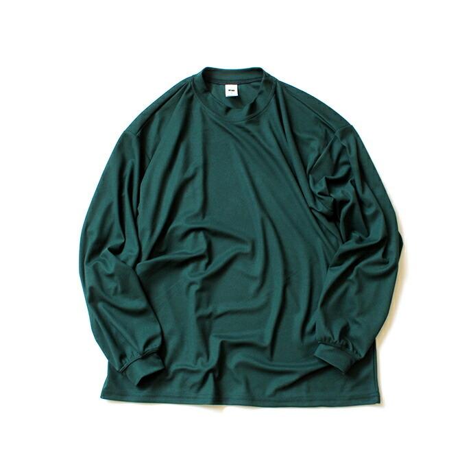 SMOKE T ONE / Dry Pique Mock Neck L/S ドライ鹿の子モックネック長袖Tシャツ - Green | 