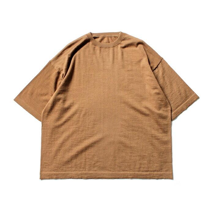 crepuscule クレプスキュール 2003-008 Cashmere t-sh - Camel カシミア ニットTシャツ キャメル カシミヤ | crepuscule | 01