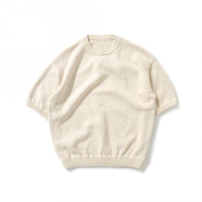 crepuscule クレプスキュール 2101-004 GARMENT DYE S/S - Natural ガーメントダイ半袖ニット ナチュラル | crepuscule