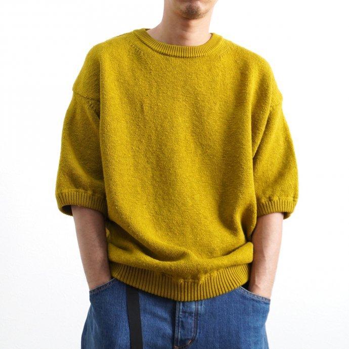 crepuscule クレプスキュール 2101-004 GARMENT DYE S/S - Mustard ガーメントダイ半袖ニット マスタード | crepuscule | 05