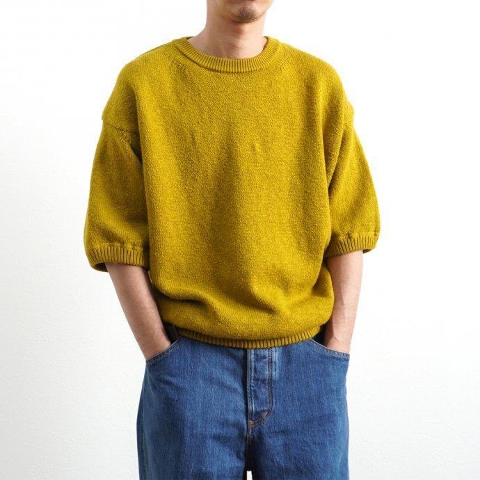 crepuscule クレプスキュール 2101-004 GARMENT DYE S/S - Mustard ガーメントダイ半袖ニット マスタード | crepuscule | 06
