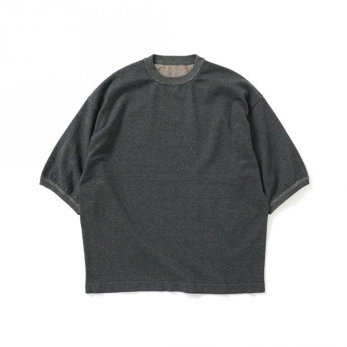 crepuscule クレプスキュール 2101-007 S/S KNIT - C.Gray×Brown 半袖ニット チャコールグレー×ブラウン | crepuscule