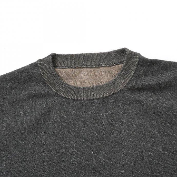 crepuscule クレプスキュール 2101-007 S/S KNIT - C.Gray×Brown 半袖ニット チャコールグレー×ブラウン | crepuscule | 02
