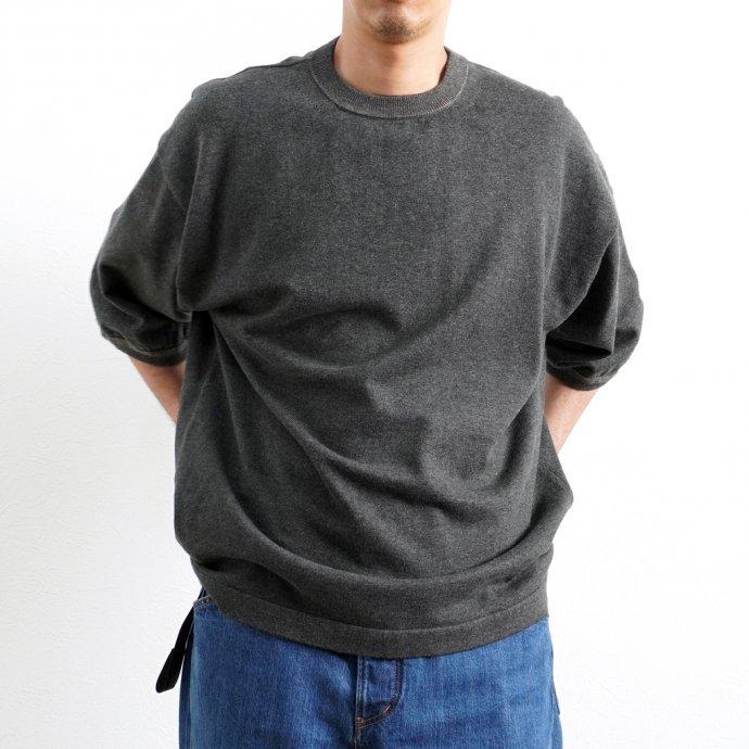 crepuscule クレプスキュール 2101-007 S/S KNIT - C.Gray×Brown 半袖ニット チャコールグレー×ブラウン | crepuscule | 05