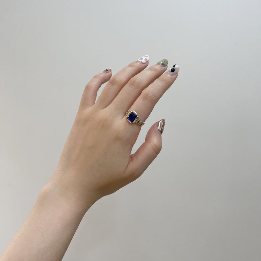 【廃番商品】hirondelle et pepin（イロンデールエペパン）/ hr-21fw-580-a k10 prince grass ring プランス ガラス リング - ブルー |  | 05