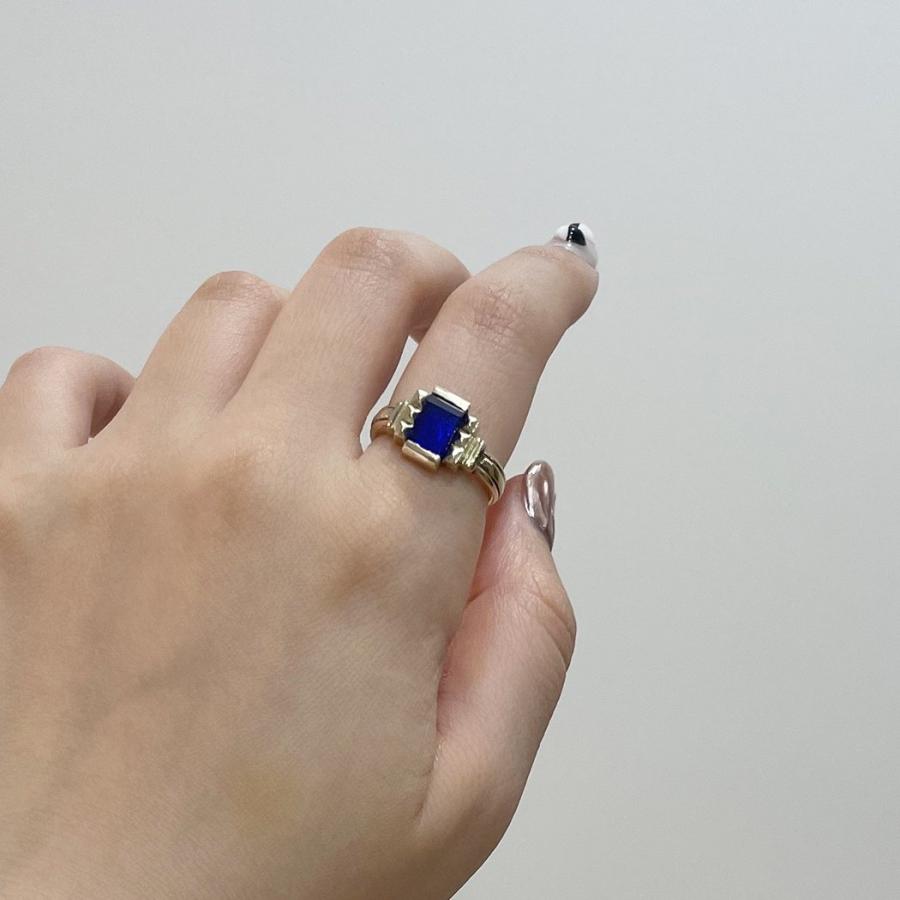 【廃番商品】hirondelle et pepin（イロンデールエペパン）/ hr-21fw-580-a k10 prince grass ring プランス ガラス リング - ブルー |  | 06