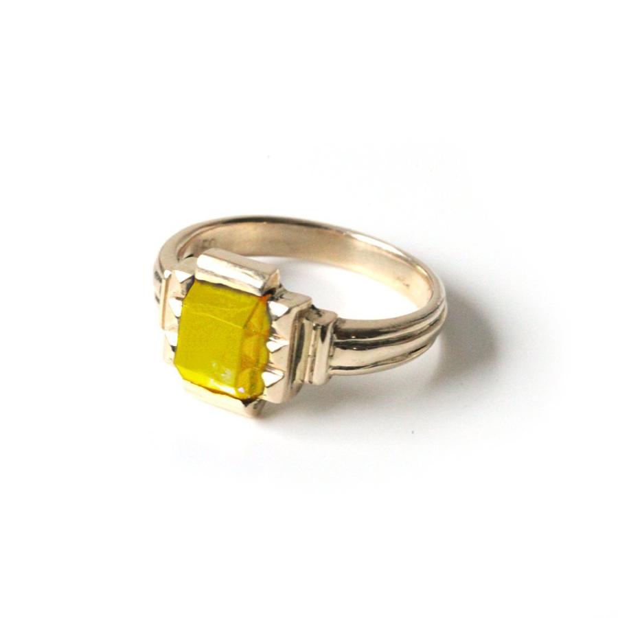 【廃番商品】hirondelle et pepin（イロンデールエペパン）/ hr-21fw-580-c k10 prince grass ring プランス ガラス リング - イエロー | hirondelle