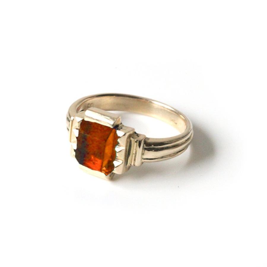 【廃番商品】hirondelle et pepin（イロンデールエペパン）/ hr-21fw-580-f k10 prince grass ring プランス ガラス リング - オレンジ | hirondelle