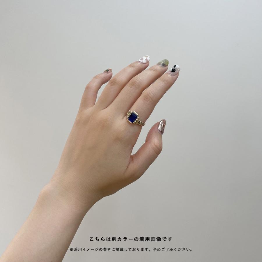 【廃番商品】hirondelle et pepin（イロンデールエペパン）/ hr-21fw-580-g k10 prince grass ring プランス ガラス リング - グリーン | hirondelle | 06