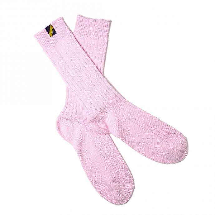 Trad Marks トラッドマークス / Old Rib Socks lite オールドリブソックスライト - Baby Pink ベビーピンク 即日発送 即納 | Pink | 01