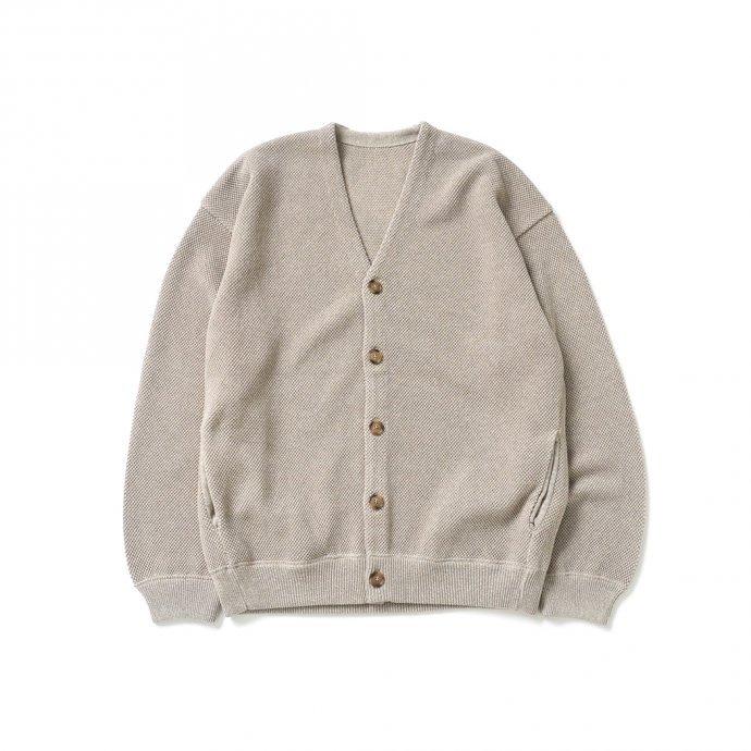 crepuscule クレプスキュール 2103-002 Moss stitch V/N cardigan - Beige ミックス鹿の子編みVネックカーディガン ベージュ | crepuscule
