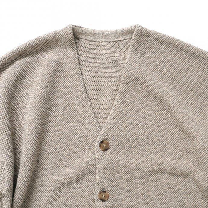 crepuscule クレプスキュール 2103-002 Moss stitch V/N cardigan - Beige ミックス鹿の子編みVネックカーディガン ベージュ | crepuscule | 02