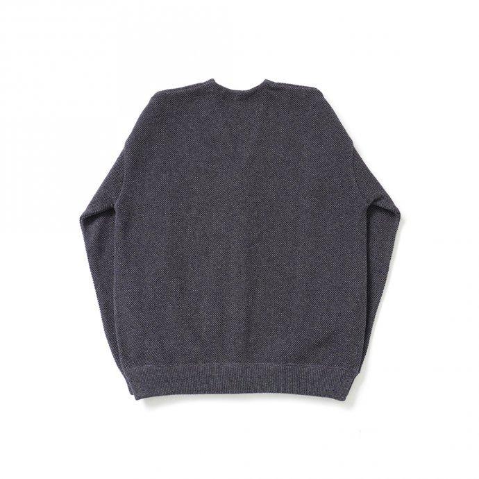crepuscule クレプスキュール 2103-002 Moss stitch V/N cardigan - Indigo ミックス鹿の子編みVネックカーディガン インディゴ | crepuscule | 01