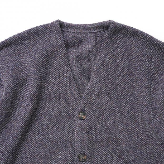 crepuscule クレプスキュール 2103-002 Moss stitch V/N cardigan - Indigo ミックス鹿の子編みVネックカーディガン インディゴ | crepuscule | 02