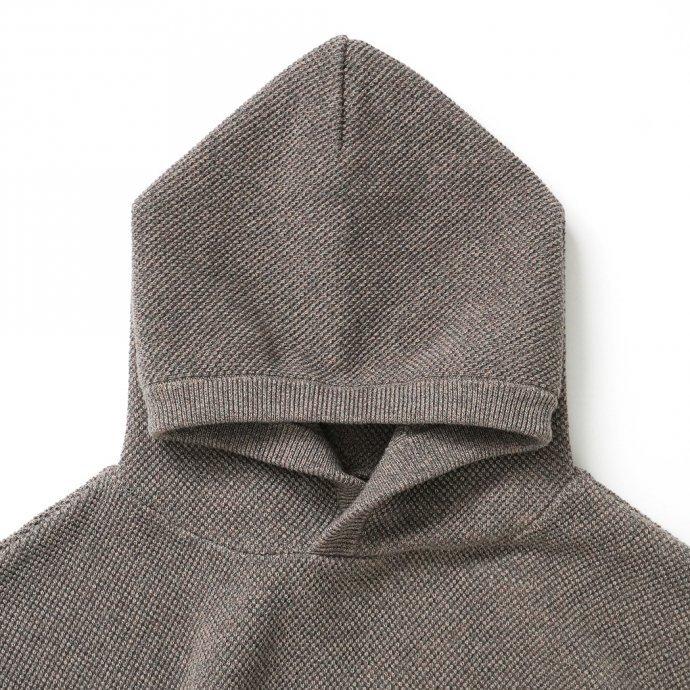 crepuscule クレプスキュール 2103-004 Moss stitch hoodie - Khaki ミックス鹿の子編みフーディー カーキ | crepuscule | 02